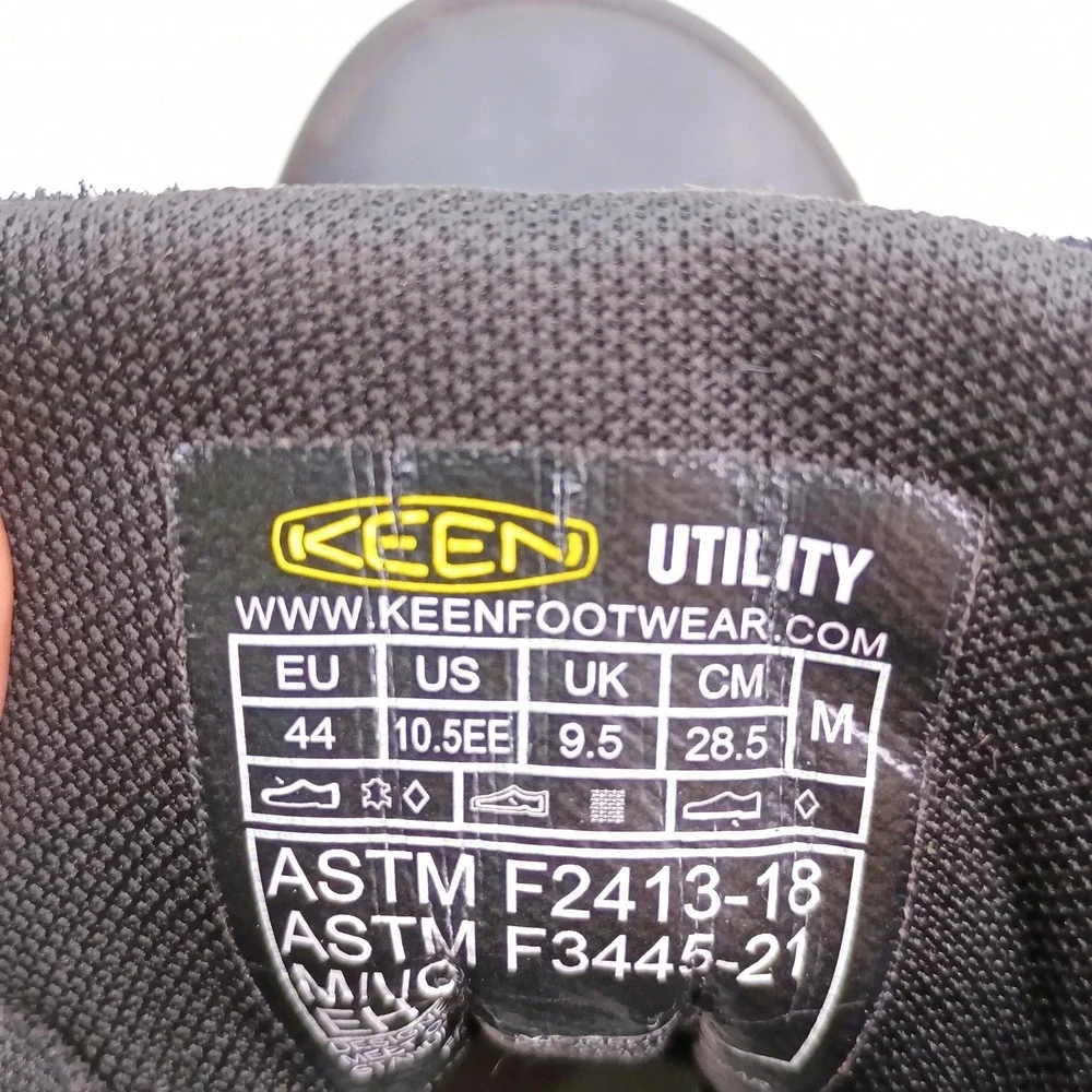 Keen Utility Lansing Mid Work Boot Men Size 10.5 EE Black Leather Waterproof